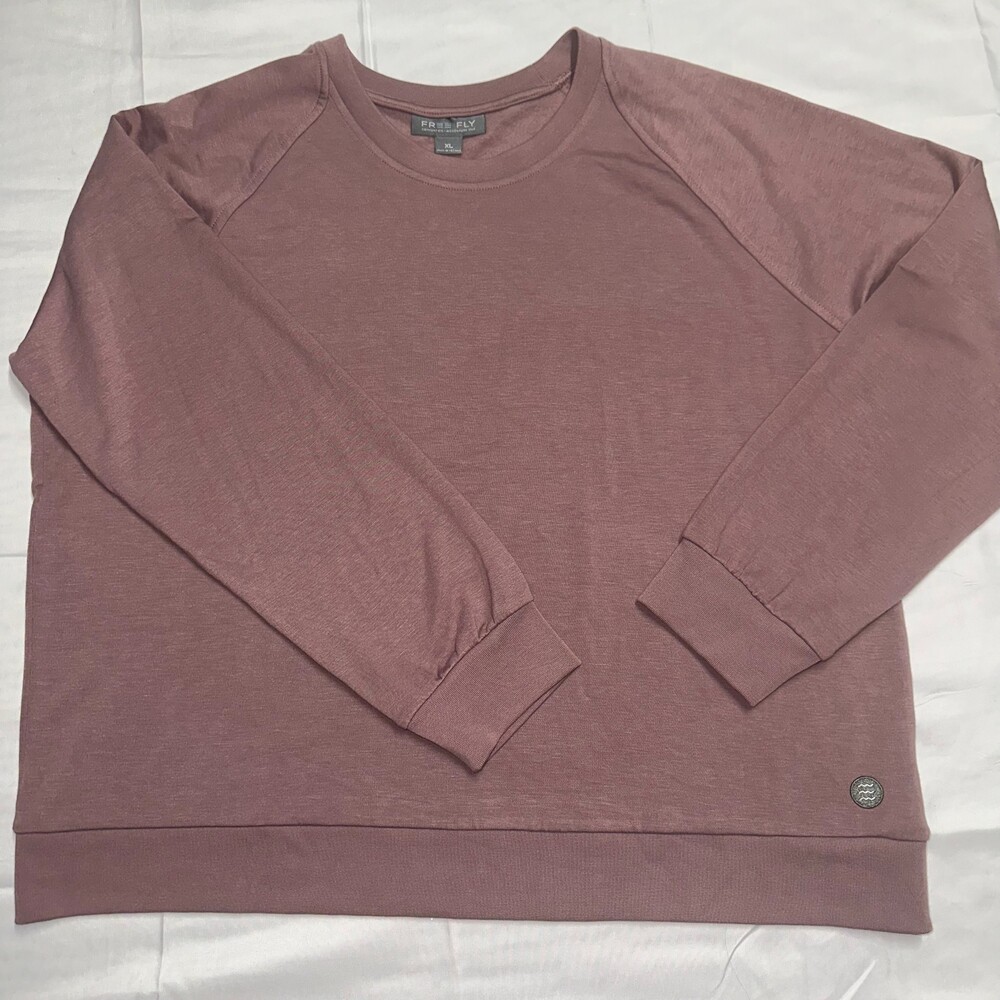 Free Fly Women’s XL Bamboo Blend Crewneck Sweatshirt Mauve Pullover
